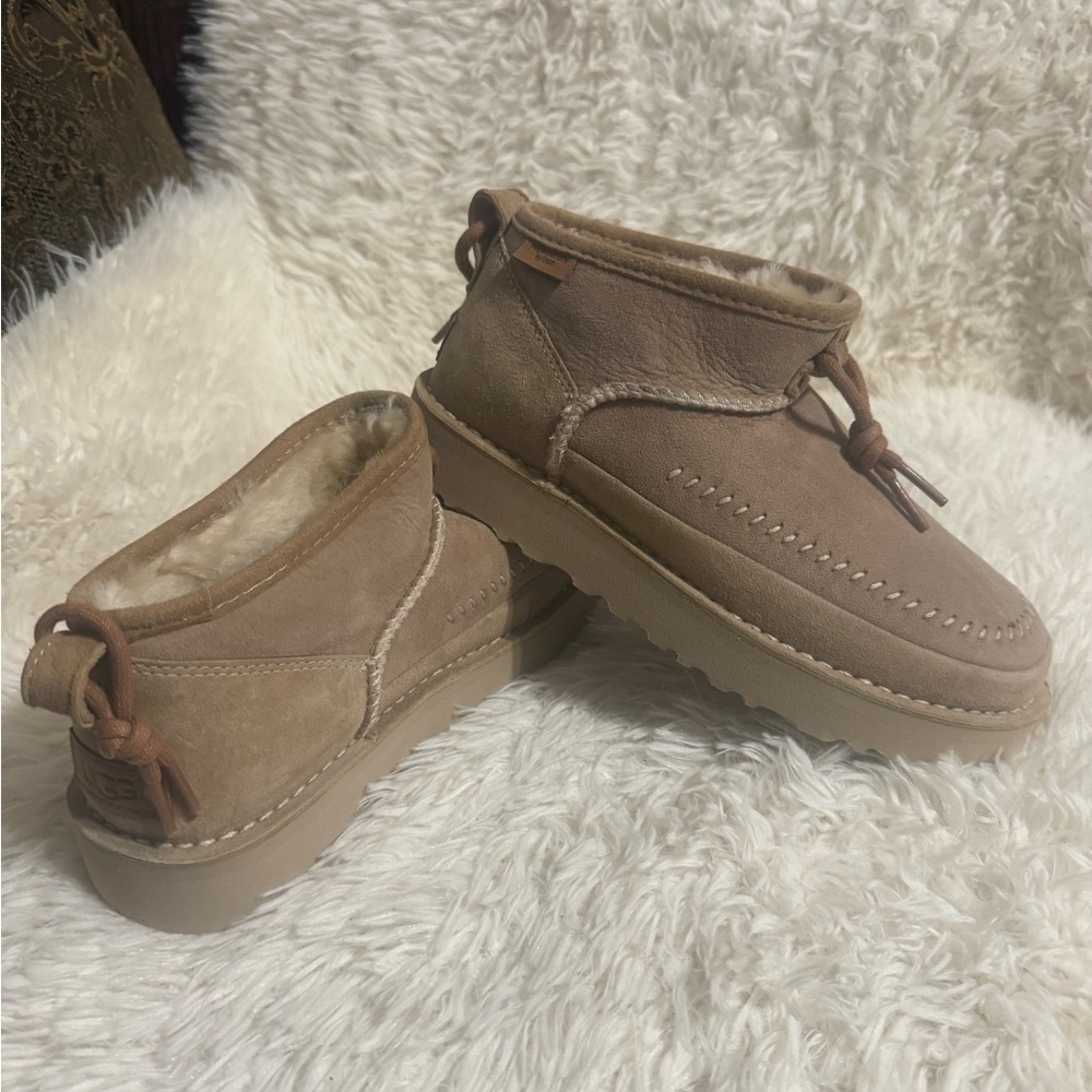 Ugg Gender Inclusive Ultra Mini Crafted Regenerate Genuine Shearling Boo…